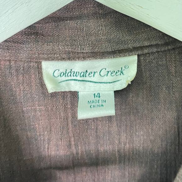 Coldwater Creek Sz 14 Linen Blend Short Sleeve Fit & Flare Lagenlook Midi Dress - Picture 4 of 7